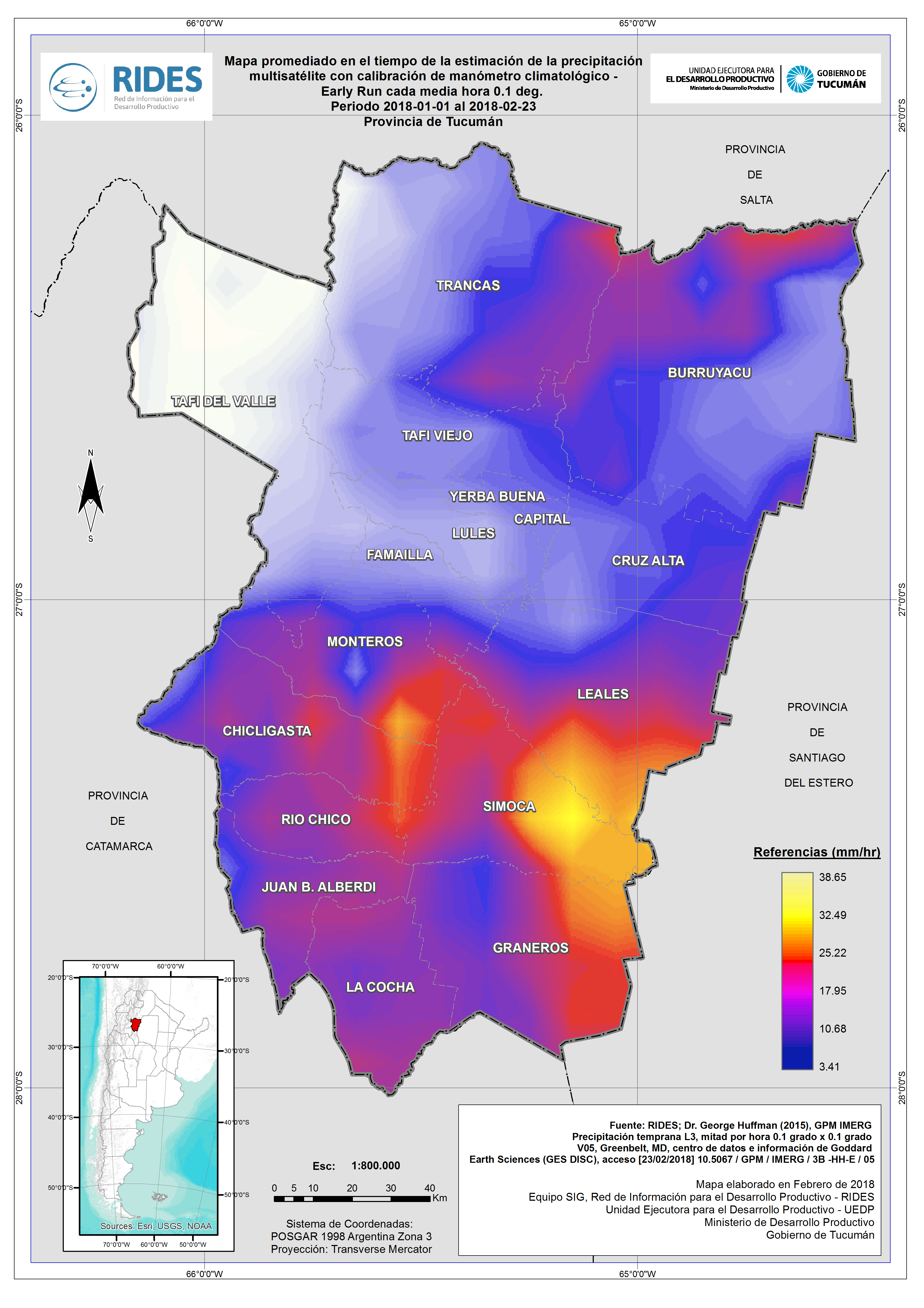 Estimación de la precipitación Periodo 2018 01 01 al 2018 02 23