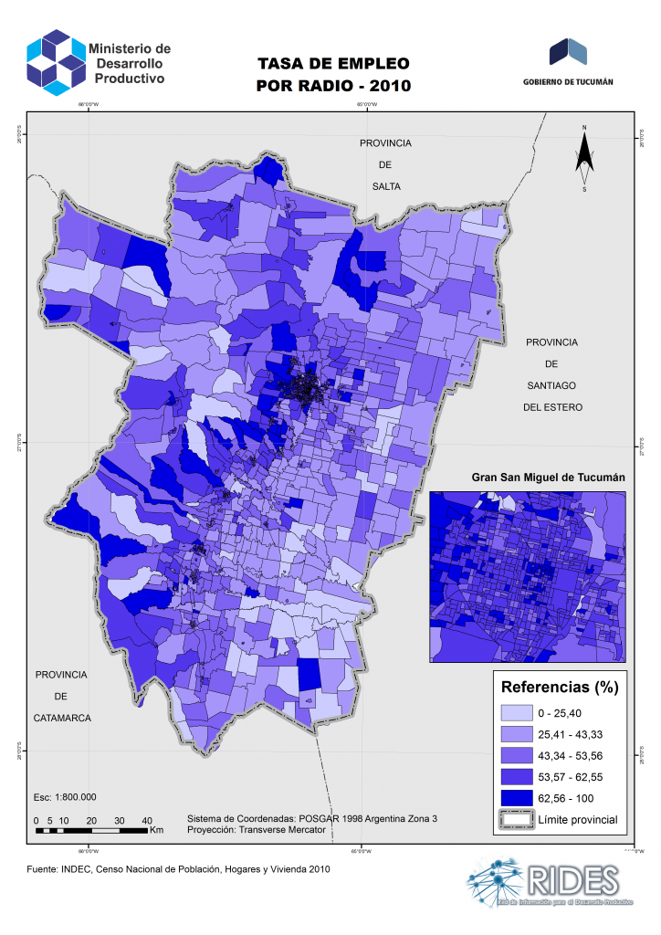 Imagen del Mapa de Tasa de Empleo – 2010 – Prov. de Tucumán