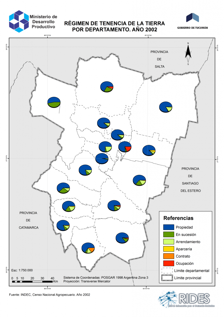 Imagen del Mapa de Tenencia de la Tierra por departamento – 2002 – Prov. de Tucumán