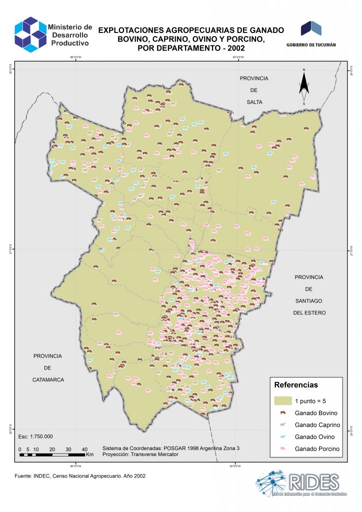 Imagen del Mapa de EAPs de Ganadería, por departamento – 2002 – Prov. de Tucumán