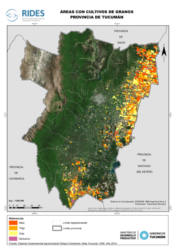 Imagen del Mapa de Áreas con Cultivos de Granos – Prov. de Tucumán