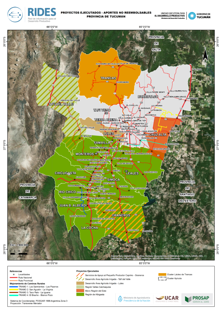 Imagen del Mapa de Localización de Proyectos Ejecutados – ANR – – Prov. de Tucumán