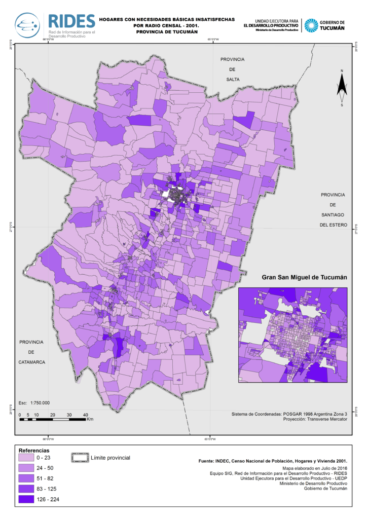 Imagen del Mapa de Hogares con NBI – 2001 – Prov. de Tucumán