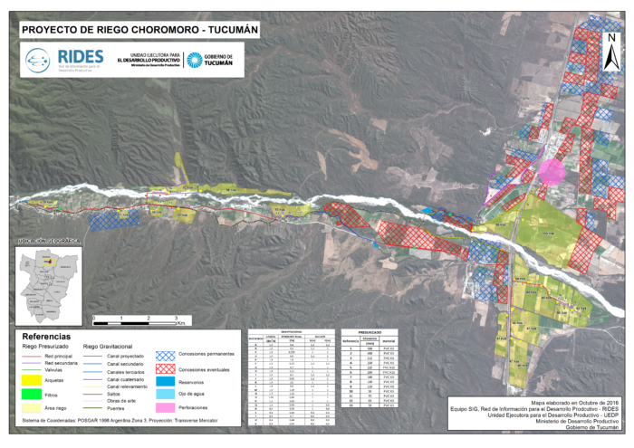 Imagen del Mapa de Proyecto de Riego del Área de Choromoro – Prov. de Tucumán