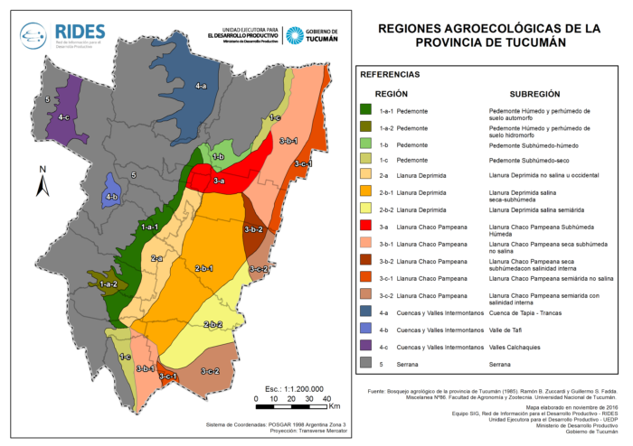 Imagen del Mapa de Regiones agroecológicas de la Provincia de Tucumán