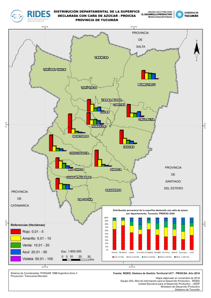 Imagen del Mapa de Superficie declarada con caña de azúcar por departamento