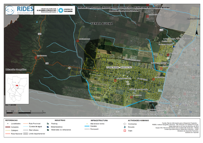 Imagen del Mapa de Infraestructura, Industrias y Servicios. Departamento Yerba Buena – Prov. de Tucumán