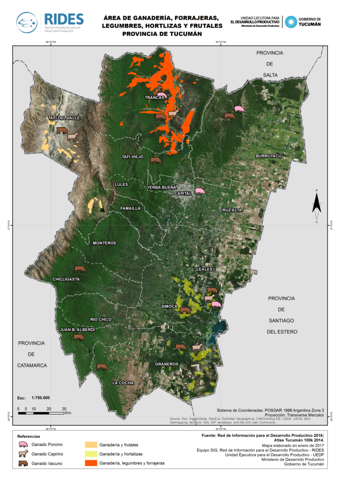 Imagen del Mapa de Actividades ganaderas, forrajeras, legumbres, hortalizas y frutales – Prov. de Tucumán