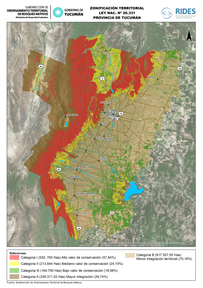 Imagen del Mapa de Áreas OTBN – Provincia de Tucumán