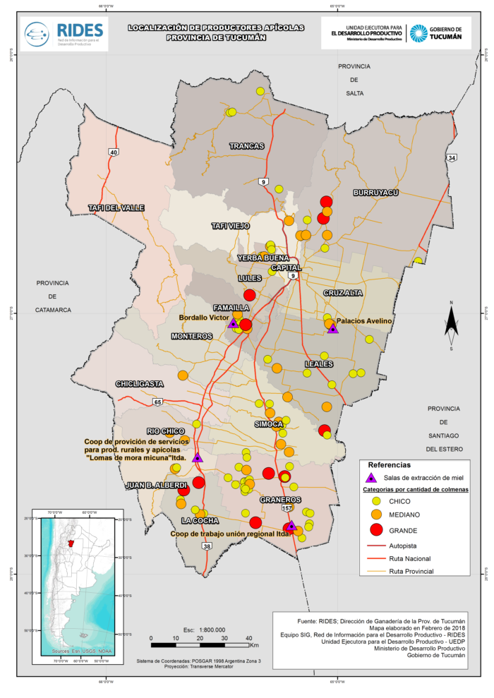 Imagen del Mapa de Localización de Productores Apícolas – Prov. de Tucumán