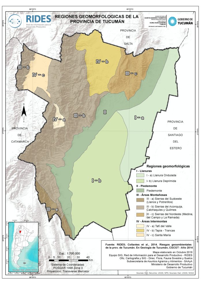 Imagen del Mapa de Regiones Geomorfológica – Prov. de Tucumán