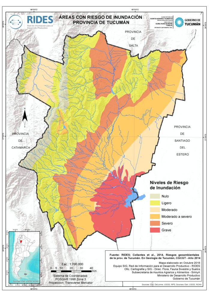 Imagen del Mapa de Áreas con Riesgo de Inundación – Prov. de Tucumán