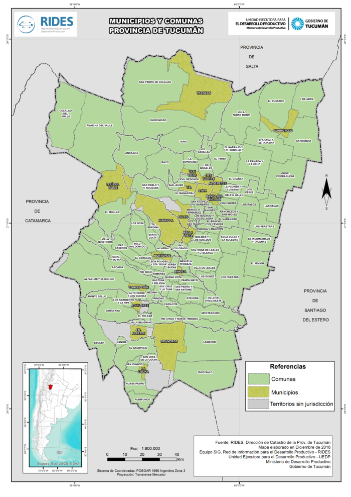 Imagen del Mapa de Municipios y Comunas  – Prov. de Tucumán