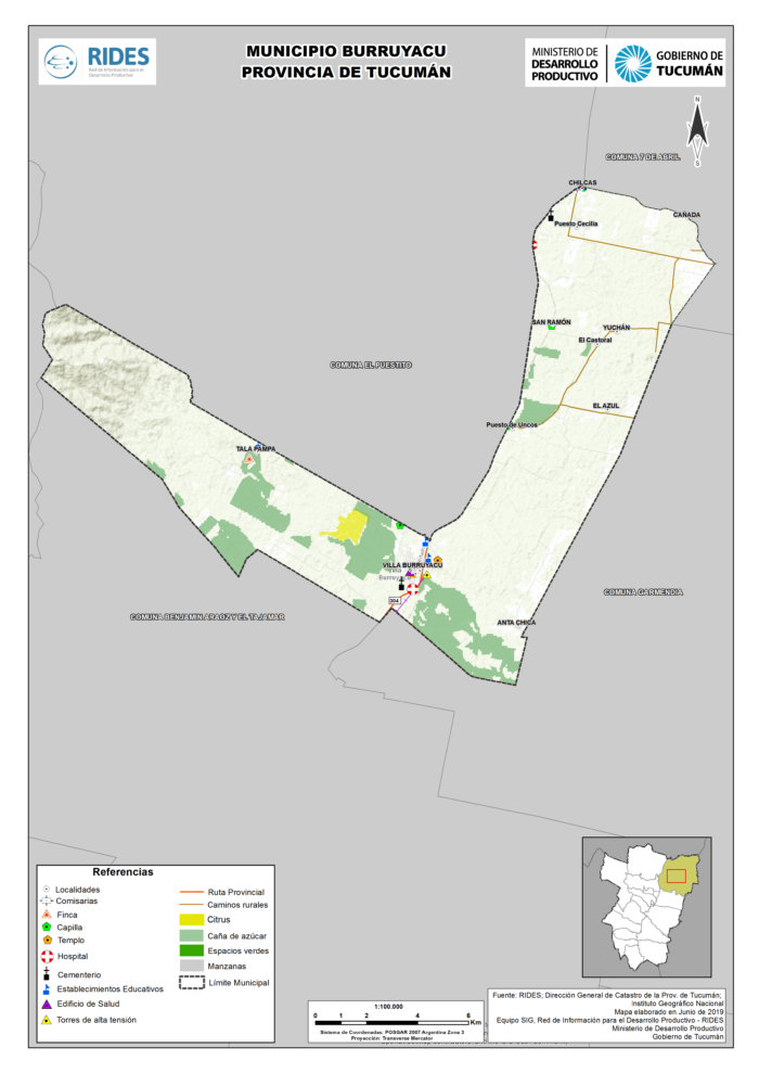 Imagen del Mapa de Municipio de Burruyacú – Prov. de Tucumán