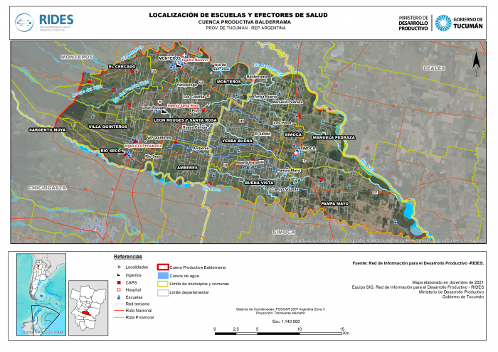 Imagen del Mapa de Localización de servicios públicos – Cuenca Productiva Balderrama – Deptos. Monteros y Simoca – Prov. de Tucumán