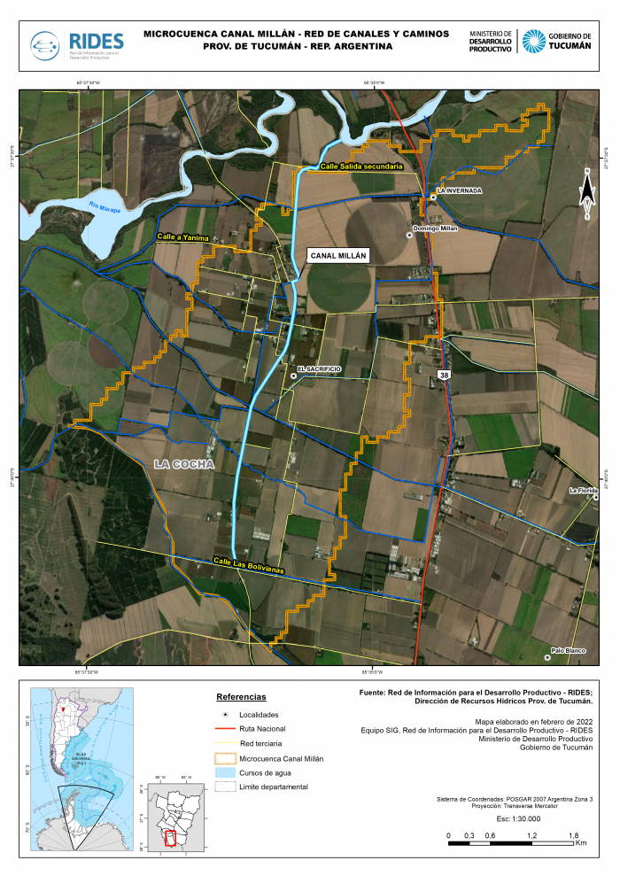 Imagen del Mapa de Ubicación Canal Millán – Proyecto GIRSAR – Depto. La Cocha – Prov. de Tucumán