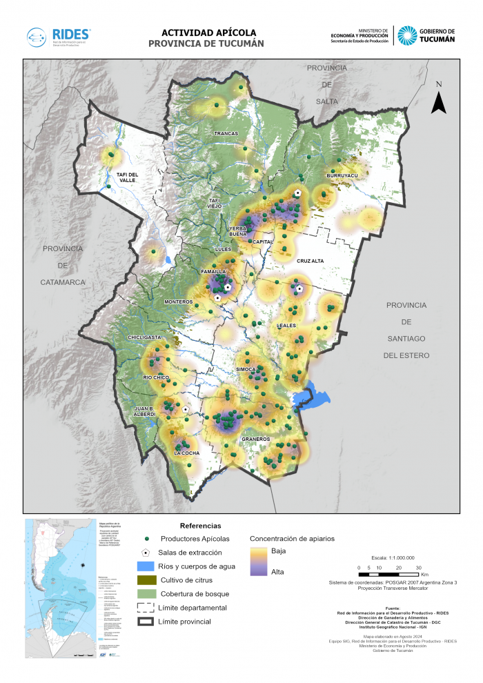 Imagen del Mapa de Actividad Apícola 2024 – Prov. de Tucumán